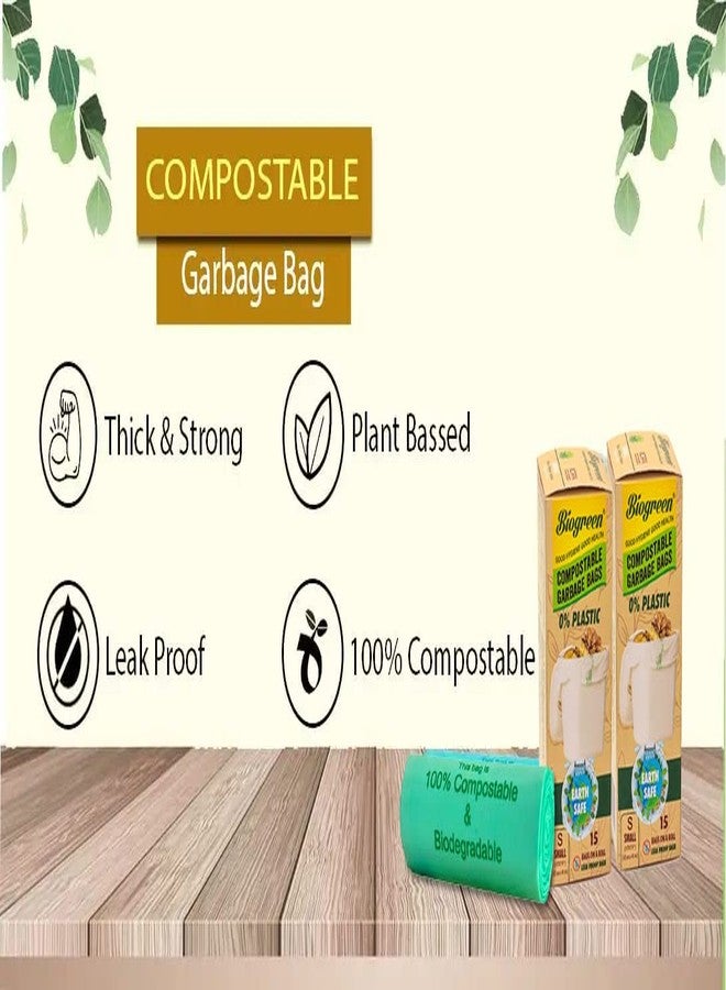 Biogreen Garbage Bag | 18 x 19 (In inches) single pack Small Size |15 Bags in each Roll | Compostable Garbage Bag | Earth Safe - Image 4